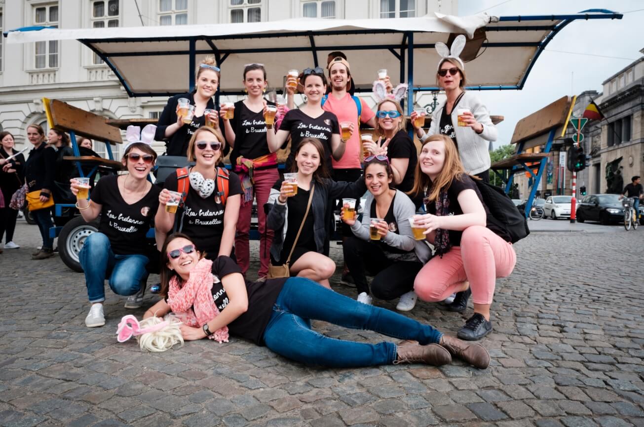 group of hen do party in Brussels